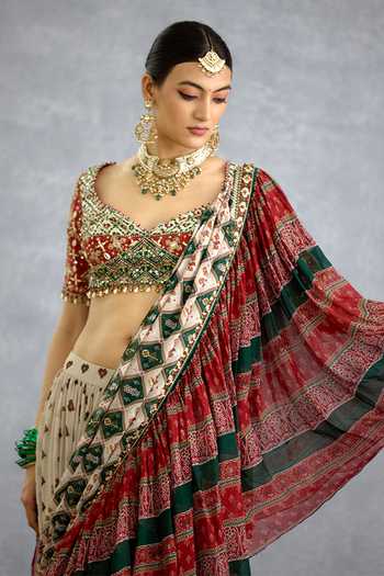 Shop_Torani_Multi Color Georgette Surkhi Rangili Eshna Pre-draped Saree 
