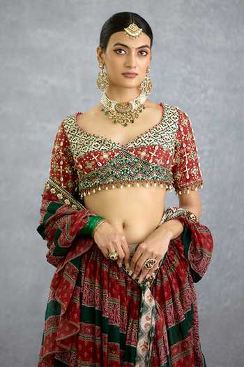 Shop_Torani_Multi Color Silk Sweetheart Neck Surkhi Rangilli Eshna Blouse _Online