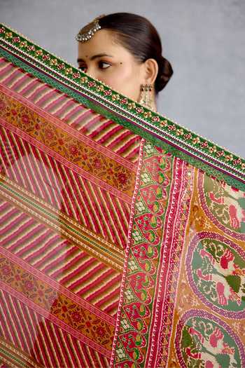 Buy_Torani_Multi Color Silk, Organza Square Neck Rangili Meenakshi Lehenga Set _Online