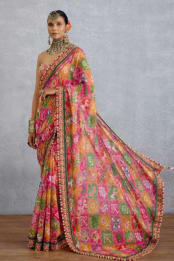 Torani_Pink Georgette Rangili Drashti Saree _at_Aza_Fashions