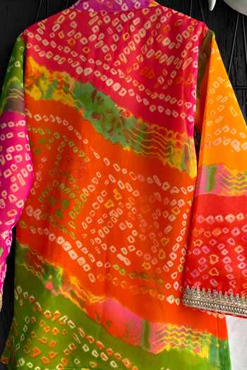 The Little Tales_Multicolor Silk, Cotton Bandhej Print Kurta Set _Online_at_Aza_Fashions