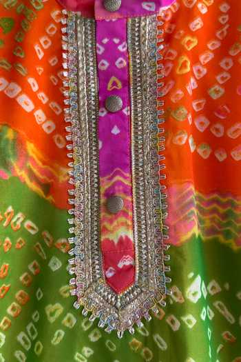 Buy_The Little Tales_Multicolor Silk, Cotton Bandhej Print Kurta Set _Online_at_Aza_Fashions