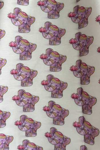 The Little Tales_Purple Silk, Cotton Ganpati Print Kurta And Dhoti Pant Set _Online_at_Aza_Fashions