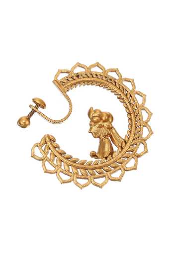 Shop_Raabta By Rahul_Gold Plated Maahi Geometric Carved Nose Ring _at_Aza_Fashions