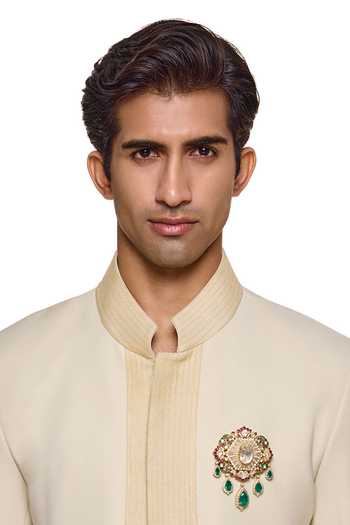 Raabta By Rahul_Green Sultani Azmat Detachable Necklace _at_Aza_Fashions