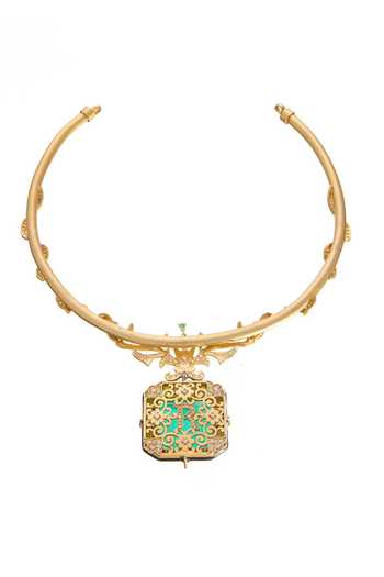 Raabta By Rahul_Green Regal Emerald Collier Necklace _Online_at_Aza_Fashions