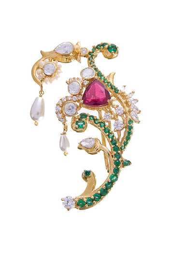 Shop_Raabta By Rahul_Multi Color Harp Brooch _at_Aza_Fashions