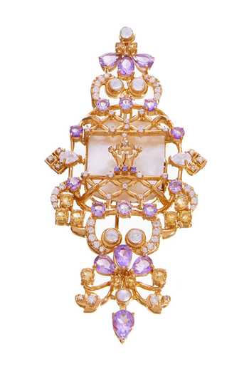 Shop_Raabta By Rahul_Blue Taaj Poshi Brooch _at_Aza_Fashions