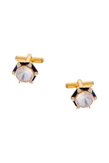 Shop_Raabta By Rahul_Gold Shatranj Cufflinks _at_Aza_Fashions