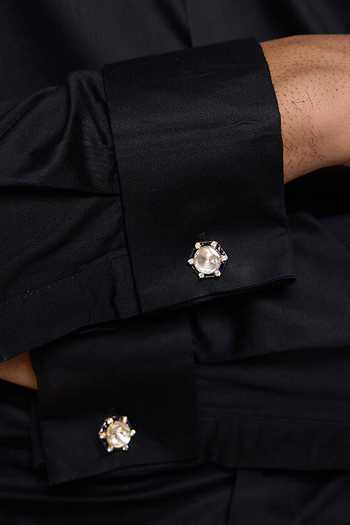 Buy_Raabta By Rahul_Gold Shatranj Cufflinks _at_Aza_Fashions