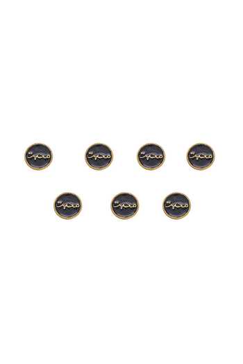 Shop_Raabta By Rahul_Black Ishq E Arc Buttons - Set Of 7 _at_Aza_Fashions
