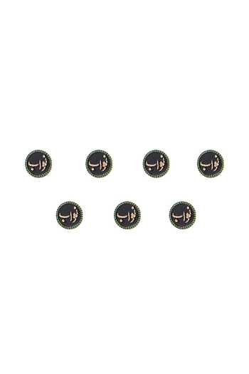 Shop_Raabta By Rahul_Green Nawaabi Set Of 7 Buttons _at_Aza_Fashions