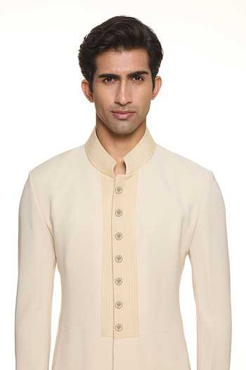 Buy_Raabta By Rahul_Green Taj Tukma Set Of 7 Buttons _at_Aza_Fashions