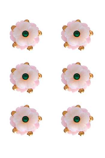 Buy_Raabta By Rahul_Pink Bela Drop Set Of 6 Buttons _at_Aza_Fashions