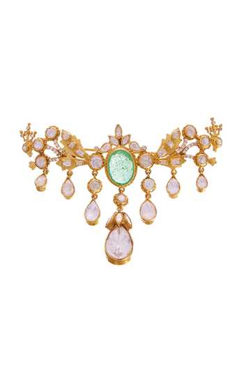 Shop_Raabta By Rahul_Green Bahaar Bagh Brooch _at_Aza_Fashions