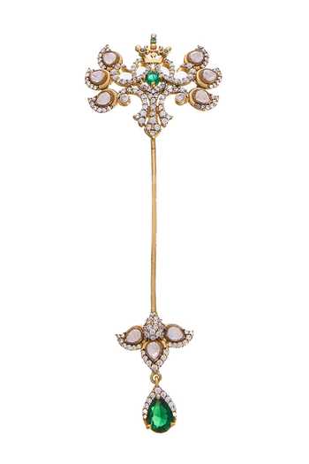 Shop_Raabta By Rahul_Gold Treasures Hunt Lapel Pin _at_Aza_Fashions