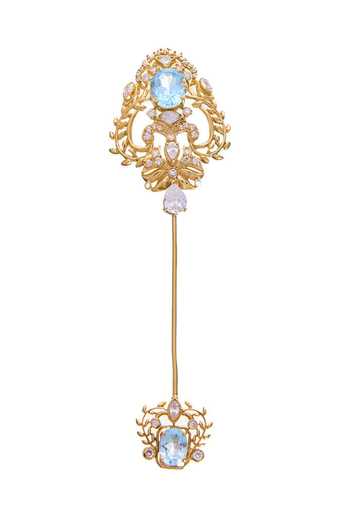 Shop_Raabta By Rahul_Blue Sitara Lapel Pin _at_Aza_Fashions