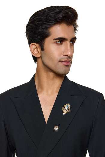 Raabta By Rahul_Blue Sitara Lapel Pin _Online_at_Aza_Fashions