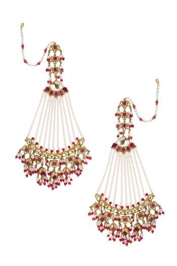 Shop_Raabta By Rahul_Gold Plated Lotus Passa Earrings _at_Aza_Fashions