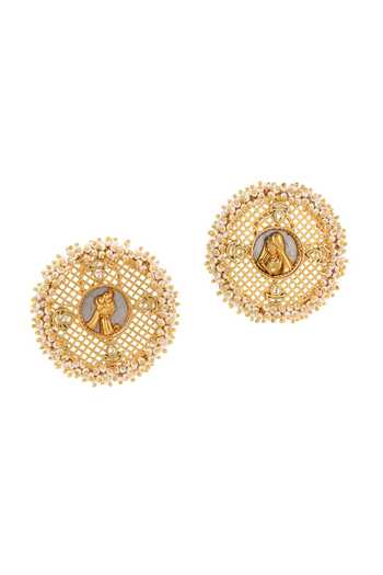 Shop_Raabta By Rahul_Gold Plated Ulfat Channi Stud Earrings _at_Aza_Fashions