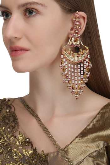 Buy_Raabta By Rahul_Gold Plated Palki Passa Chandbali Earrings _at_Aza_Fashions