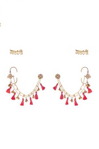 Shop_Raabta By Rahul_Gold Arnit Earcuff Ear Chain _at_Aza_Fashions