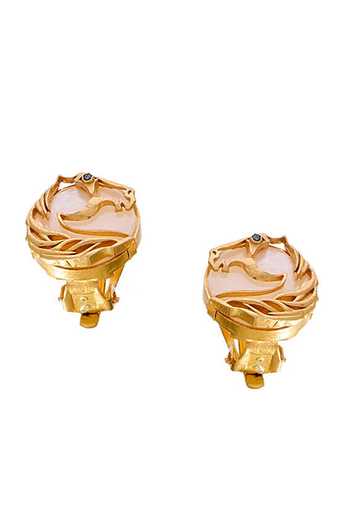Shop_Raabta By Rahul_White Noor Al-hisaan Stud Earrings _at_Aza_Fashions