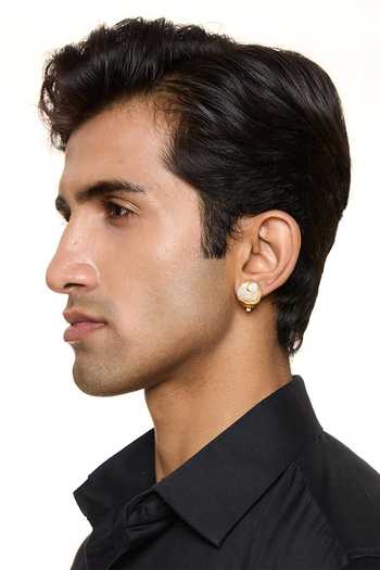 Buy_Raabta By Rahul_White Noor Al-hisaan Stud Earrings _at_Aza_Fashions