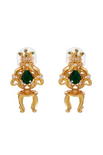 Shop_Raabta By Rahul_Green Sultan Handcrafted Stud Earrings _at_Aza_Fashions