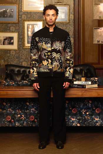 Shop_Asuka_Black Tigene Midnight Odyssey Multi-embellished Bomber Jacket _at_Aza_Fashions