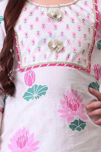 Petite Pomme_Multi Color Cotton Floral Print Kurta And Gharara Set _Online_at_Aza_Fashions