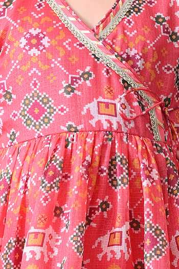 Buy_Petite Pomme_Pink Cotton, Net Printed Kurta Set _Online_at_Aza_Fashions