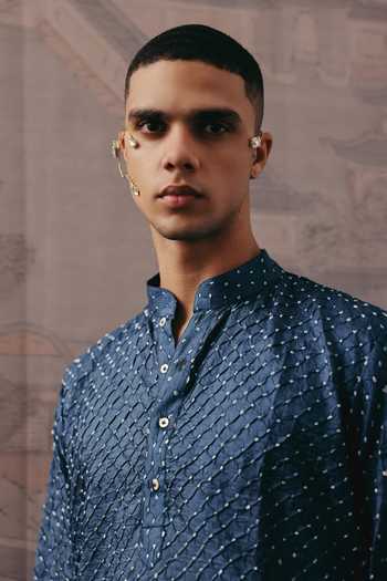 Buy_Twenty Nine_Blue Silk Rai Bandhani Shirt _Online_at_Aza_Fashions