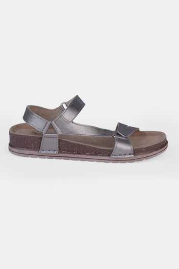 Buy_Heel Your Sole_Grey Viviana Gunmetal Flats _Online_at_Aza_Fashions