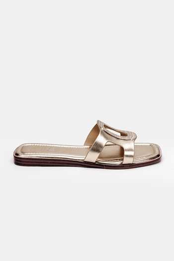 Heel Your Sole_Gold Zaza Metallic Flats _Online_at_Aza_Fashions