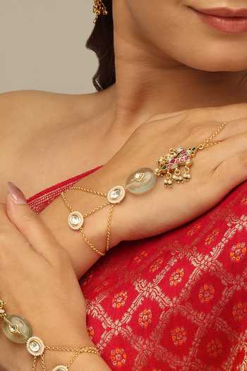 Joules by Radhika_Gold Plated Reyana Embellished Hathphool - Single Pc _Online_at_Aza_Fashions