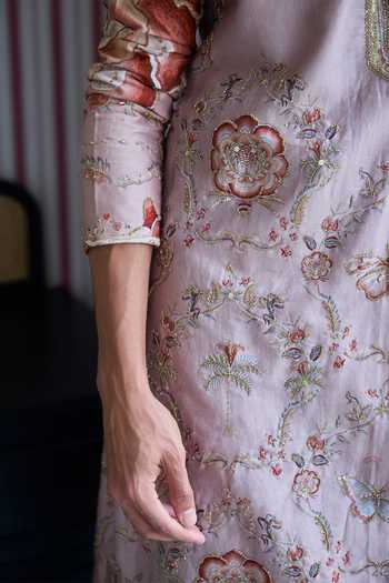 Shop_Mahima Mahajan_Pink Silk, Chanderi Asrar Embroidered Kurta With Pant 