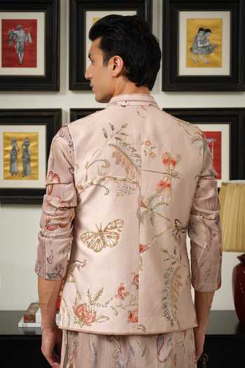 Buy_Mahima Mahajan_Pink Silk, Chanderi Nazam Embroidered Bundi And Kurta Set 