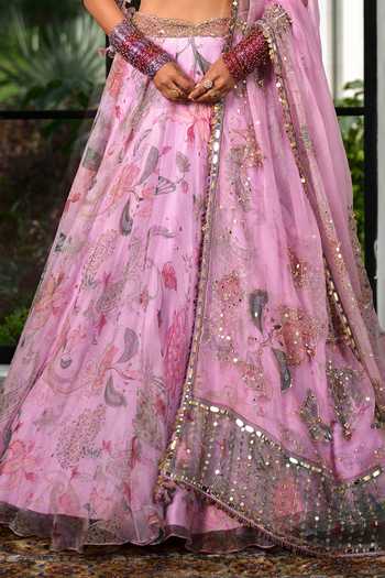 Mahima Mahajan_Purple Silk Organza Square Neck Varda Printed And Embroidered Lehenga Set _at_Aza_Fashions