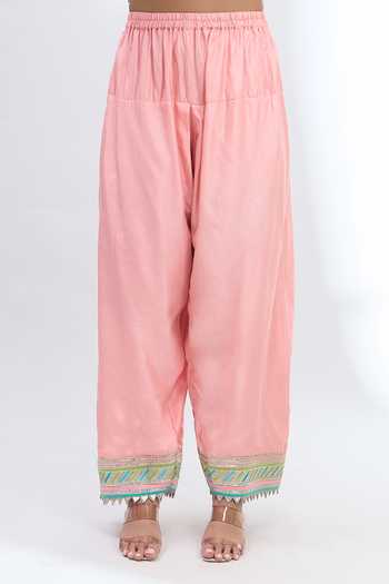 Buy_Gopi Vaid_Pink Split V-neck Embroidered Kurta Salwar Set _Online