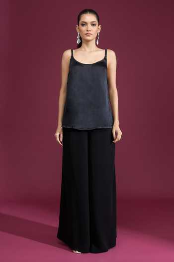 Buy_Tarun Tahiliani_Multi Color Round Neck Printed Tassel Top _Online