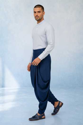 Bubber Couture_Blue Hiro Dhoti Pant _Online_at_Aza_Fashions