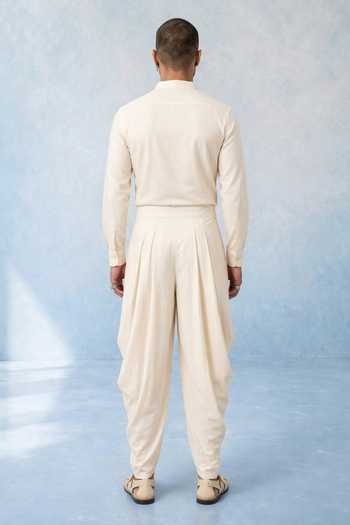 Shop_Bubber Couture_Off White Cotton Ciel Dhoti Pant _at_Aza_Fashions