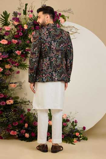 Shop_Kasbah_Black Savile Botanica Embroidered Blazer _at_Aza_Fashions