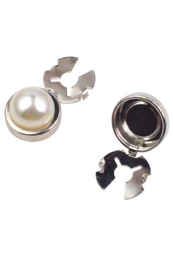 Buy_ESME_Silver Eclat Pearl Button Covers - Set Of 2 _at_Aza_Fashions