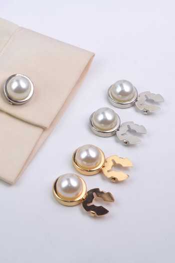 Shop_ESME_Silver Eclat Pearl Button Covers - Set Of 2 _at_Aza_Fashions