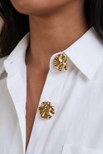 ESME_Gold Molten Button Covers - Set Of 2 _Online_at_Aza_Fashions