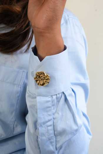 Buy_ESME_Gold Molten Button Covers - Set Of 2 _Online_at_Aza_Fashions