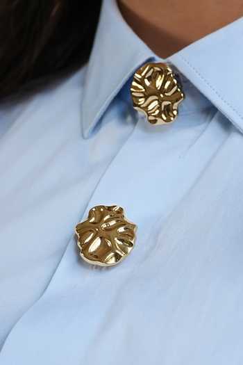 Shop_ESME_Gold Molten Button Covers - Set Of 2 _Online_at_Aza_Fashions
