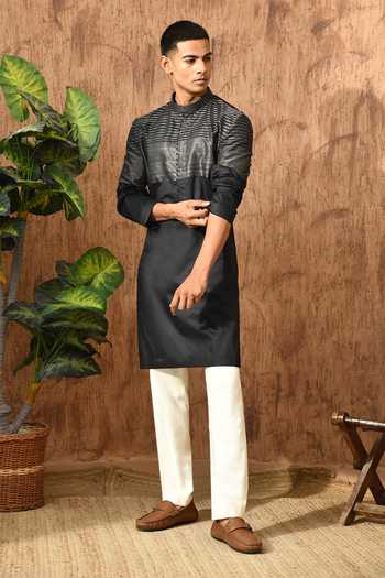 Buy_Sulakshna Jasra_Black Cotton Kurta And Pyjama Set _at_Aza_Fashions